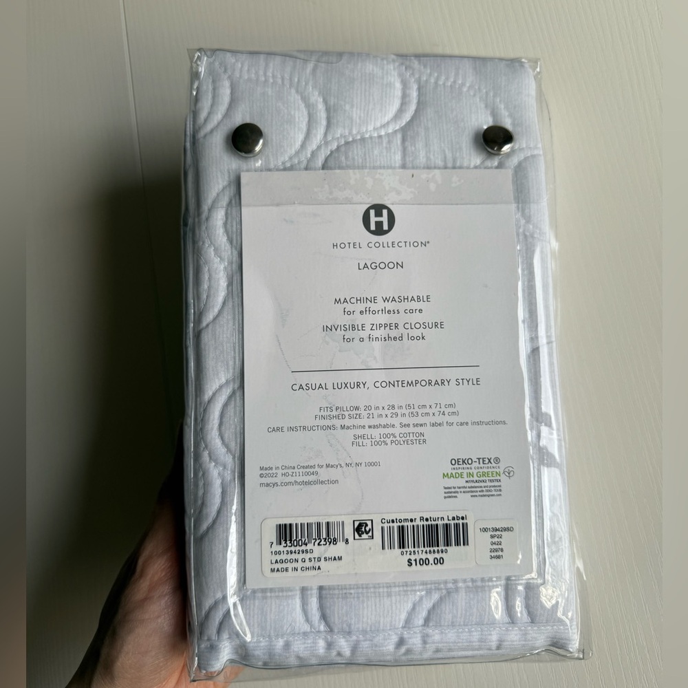 Hotel Collection Standard Pillow Sham Quilted Blue - Picture 3 of 3